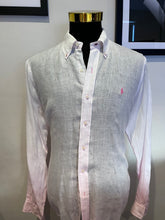 Load image into Gallery viewer, Ralph Lauren Pink 100% Linen Cotton Shirt Size Large Slim Fit Polo Ralph Lauren