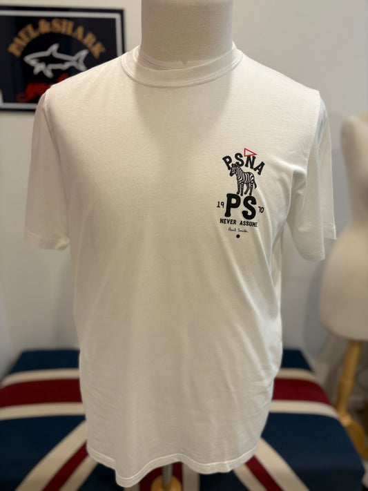 Paul Smith 100% Cotton White Chest Logo Tee