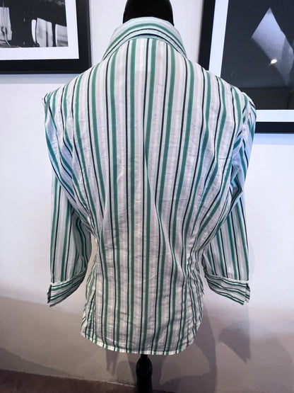 Lacoste 100% Cotton Women’s Pink Green Stripe Shirt Size 40 Small