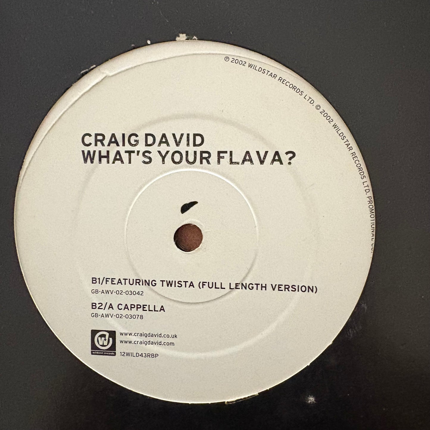 Craig David “What’s Your Flava” 4 version 12inch vinyl record