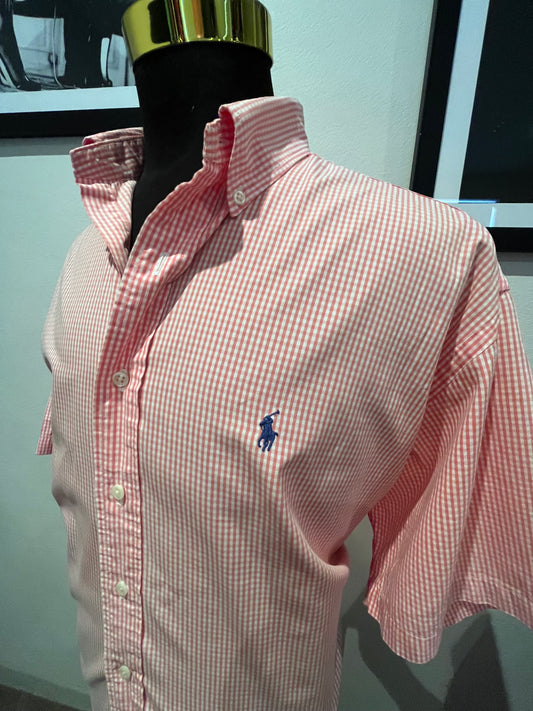 Ralph Lauren 100% Blake Cotton Orange Check Shirt Size XL