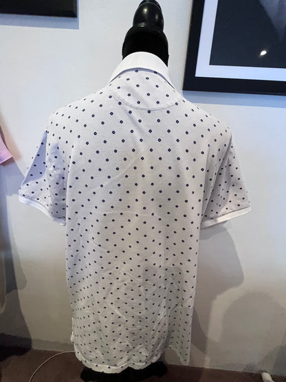Ralph Lauren 100% Cotton Women’s White Pattern Polo Shirt Size Large