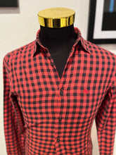 Load image into Gallery viewer, Burberry Brit 100% Cotton Logo Pocket Red Black Check Shirt Size Small Slim Fit