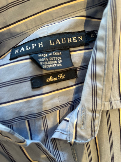 Ralph Lauren Women’s 100% Cotton Blue White Stripe Shirt Slim Fit Size 4