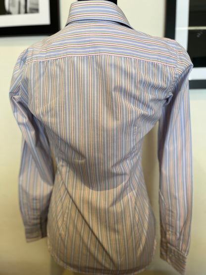 Ralph Lauren Women’s 100% Cotton Pink Blur Stripe Shirt Slim Fit Size 4