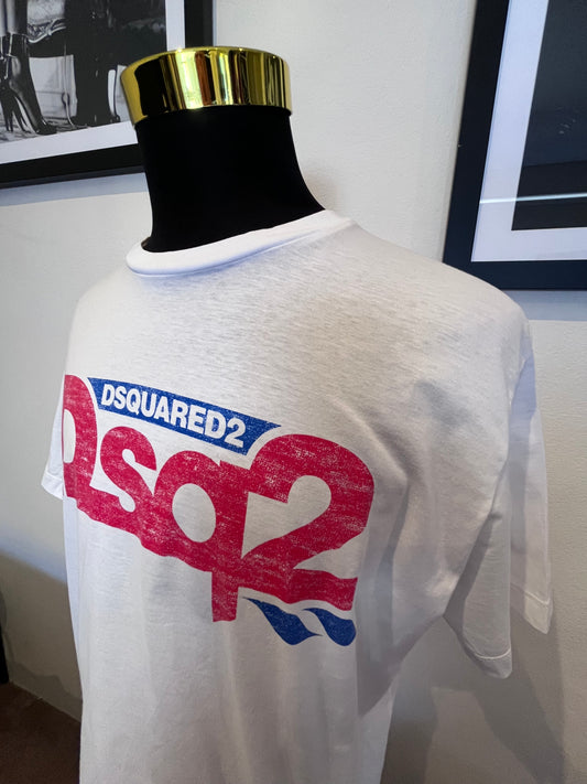 Dsquared2 100% Cotton Logo Print Tee Size XXL Made In Italy
