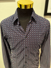 Load image into Gallery viewer, Boss Orange Hugo Boss 100% Cotton Blue Orange Circle Pattern Shirt Size Medium