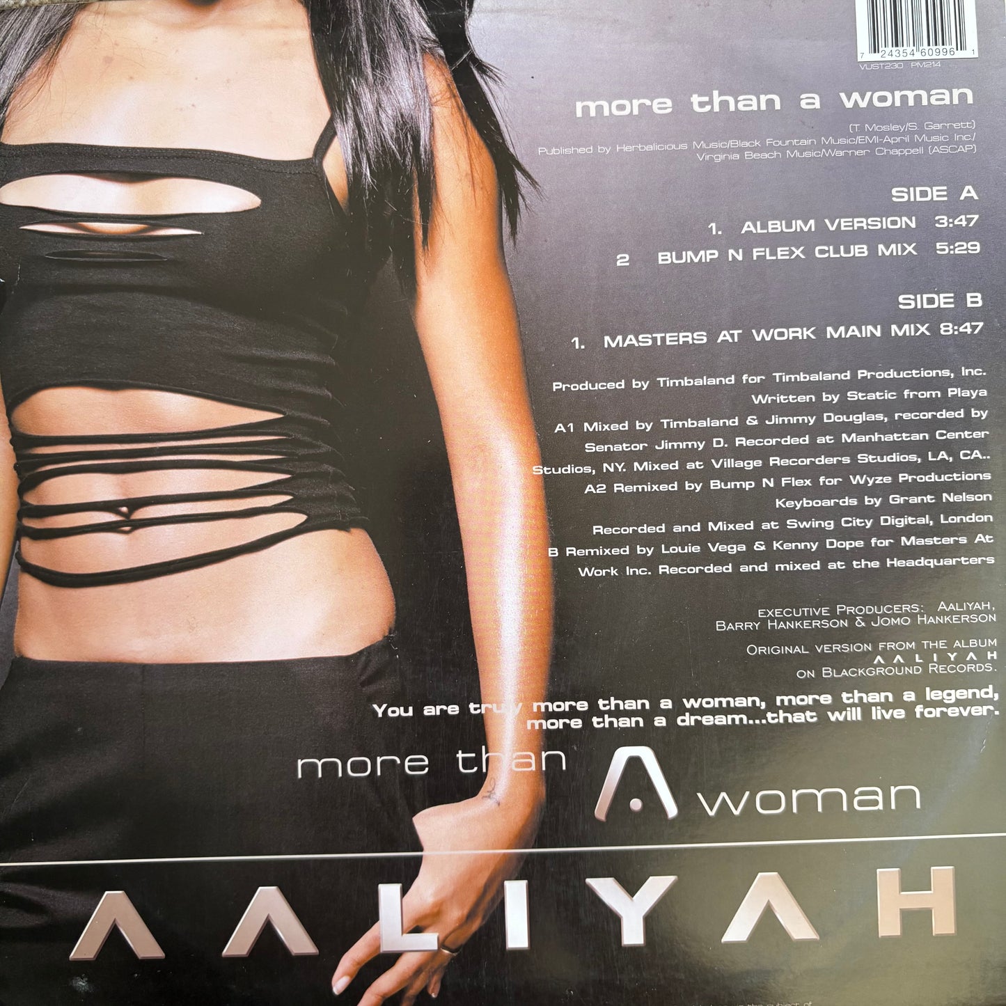 Aaliyah “More Than A Woman” 3 Track 12inch Vinyl Record