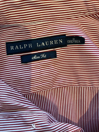 Ralph Lauren Women’s 100% Cotton Red White Stripe Shirt Slim Fit Size 8