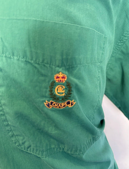 Ralph Lauren 100% Cotton Green Short Sleeve Shirt with Chest Logo Button Down
