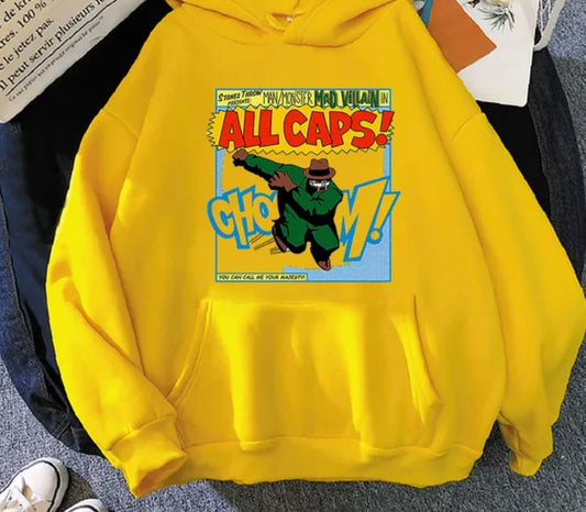 MF DOOM Mad Villain 100% Cotton Yellow Chest Logo Hoodie