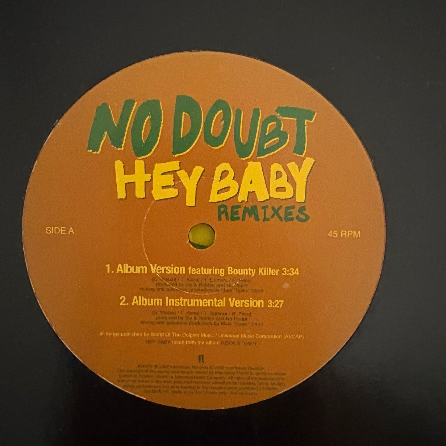No Doubt “Hey Baby” Remixes 3 version 12inch vinyl record