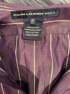 Ralph Lauren Golf Women’s 100% Cotton Purple White Stripe Shirt Size 8