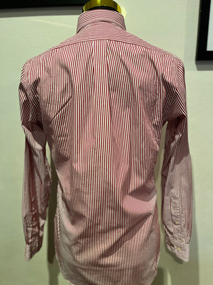 Ralph Lauren 100% Cotton Red White Stripe Shirt Size S Size Classic Fit