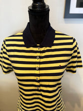 Load image into Gallery viewer, Tommy Hilfiger Tommy Girl 100% Cotton Blue Yellow Stripe Polo Size M