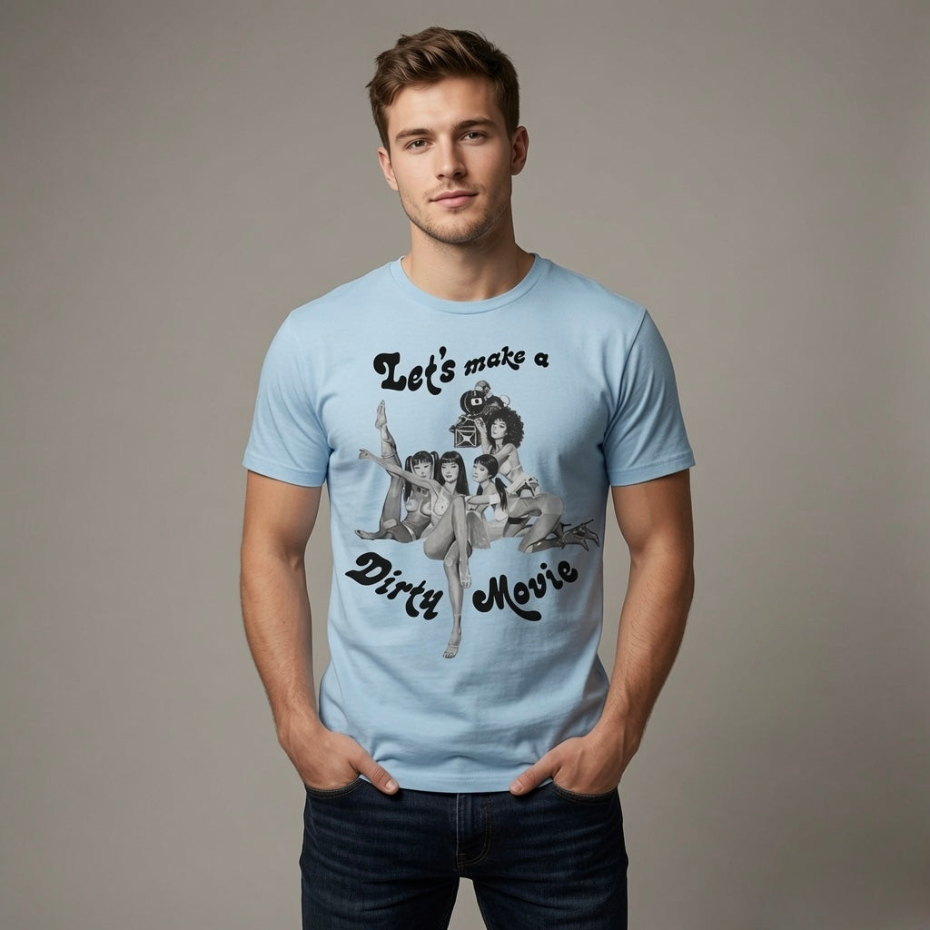 Street & Juice ‘Let’s Make A Dirty Movie’ 100% Heavyweight Cotton Pastel Blue Graphic Tee