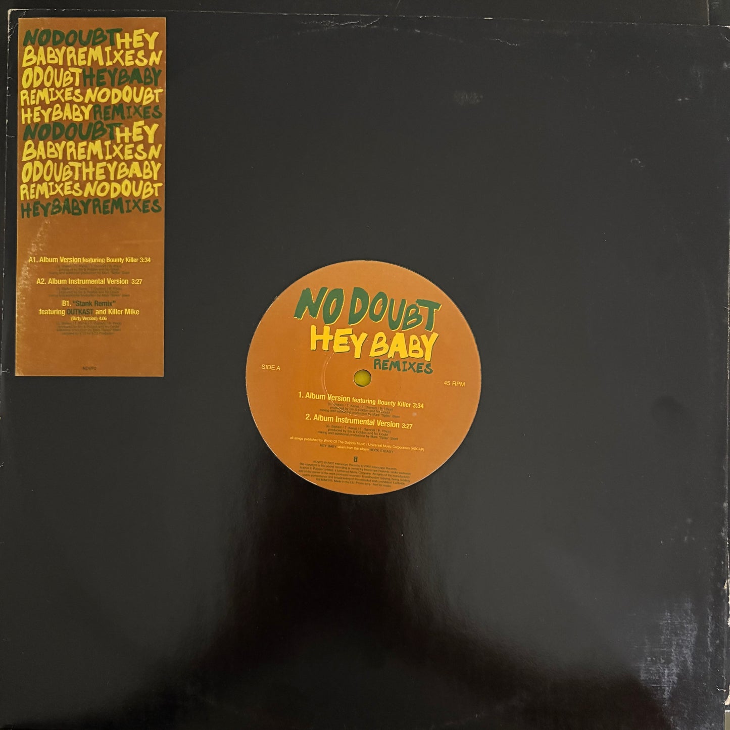 No Doubt “Hey Baby” Remixes 3 version 12inch vinyl record