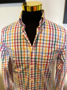 Paul & Shark 100% Cotton White Check Shirt Size 40 Medium Made in Italy