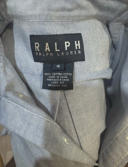 Ralph Lauren Women’s 100% Cotton Blue Oxford Shirt Size 4 Slim Fit
