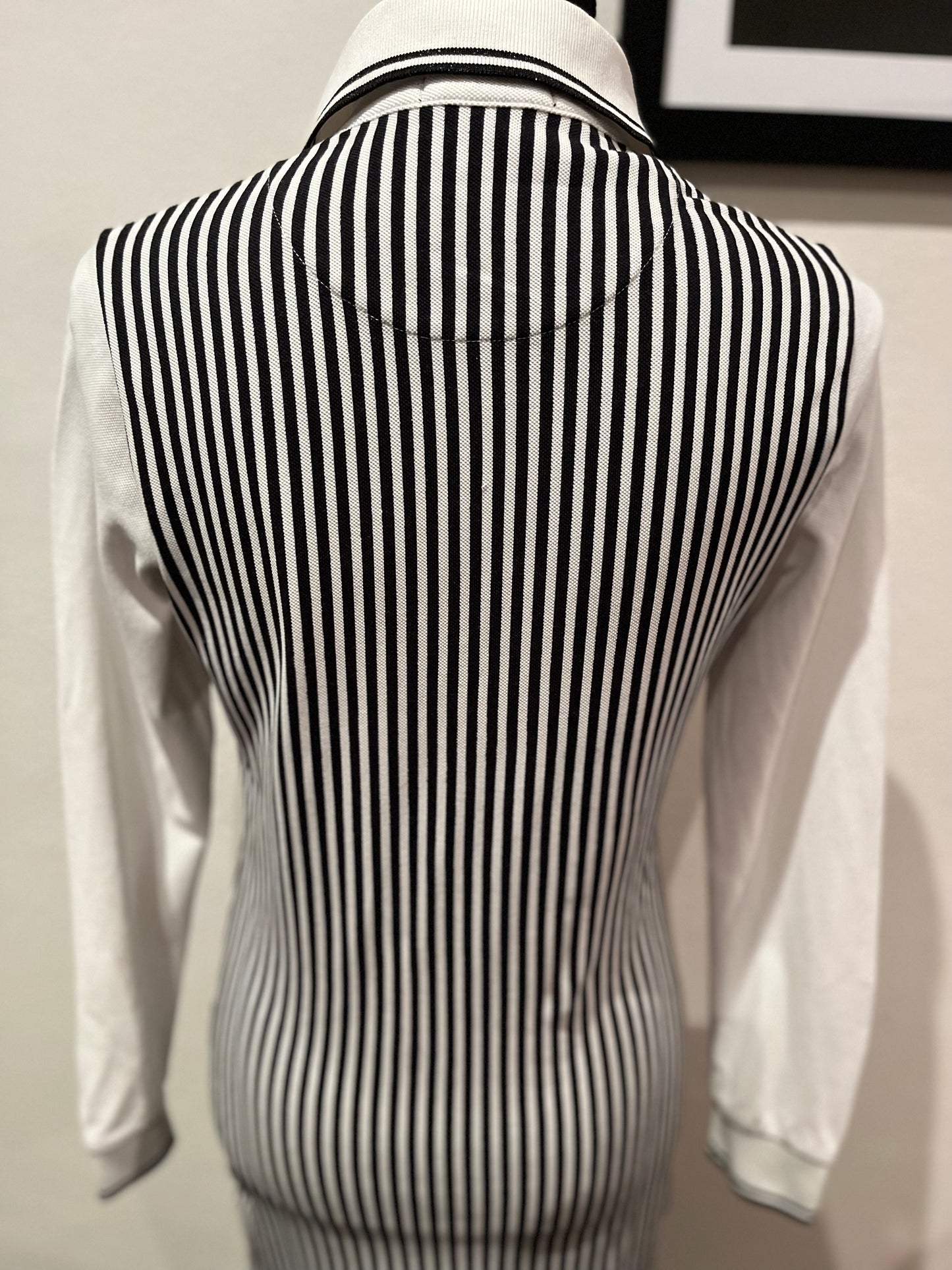 Fred Perry by Amy Winehouse 100% Cotton Black White Stripe Dress Size UK 12