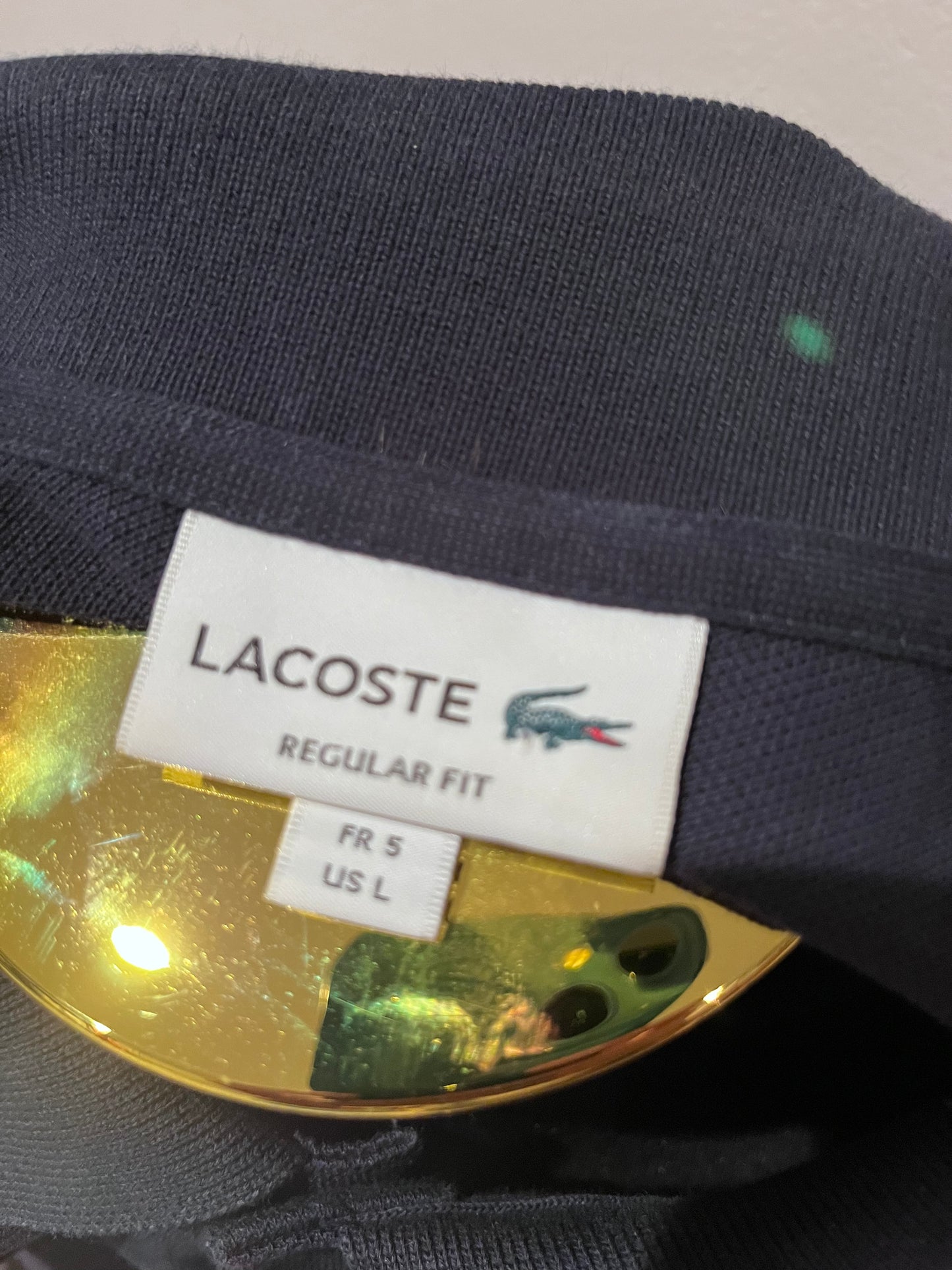 Lacoste 100% Navy Blue Polo Shirt Size US Large Regular Fit