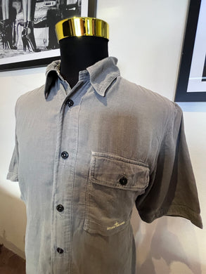 Stone Island 100% Cotton Linen Grey Shirt Size XL regular Fit Made in Italy