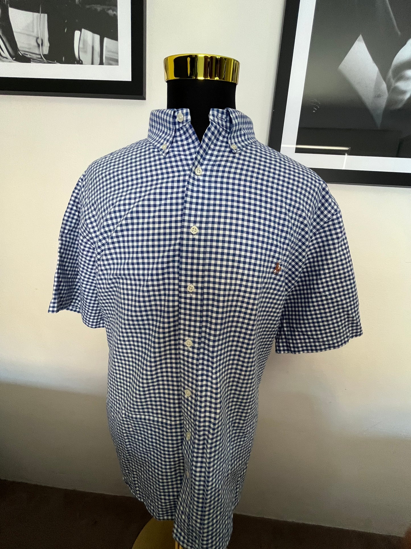 Ralph Lauren 100% Cotton White Blue Check Shirt Size 2XB Big Fitting Shirt