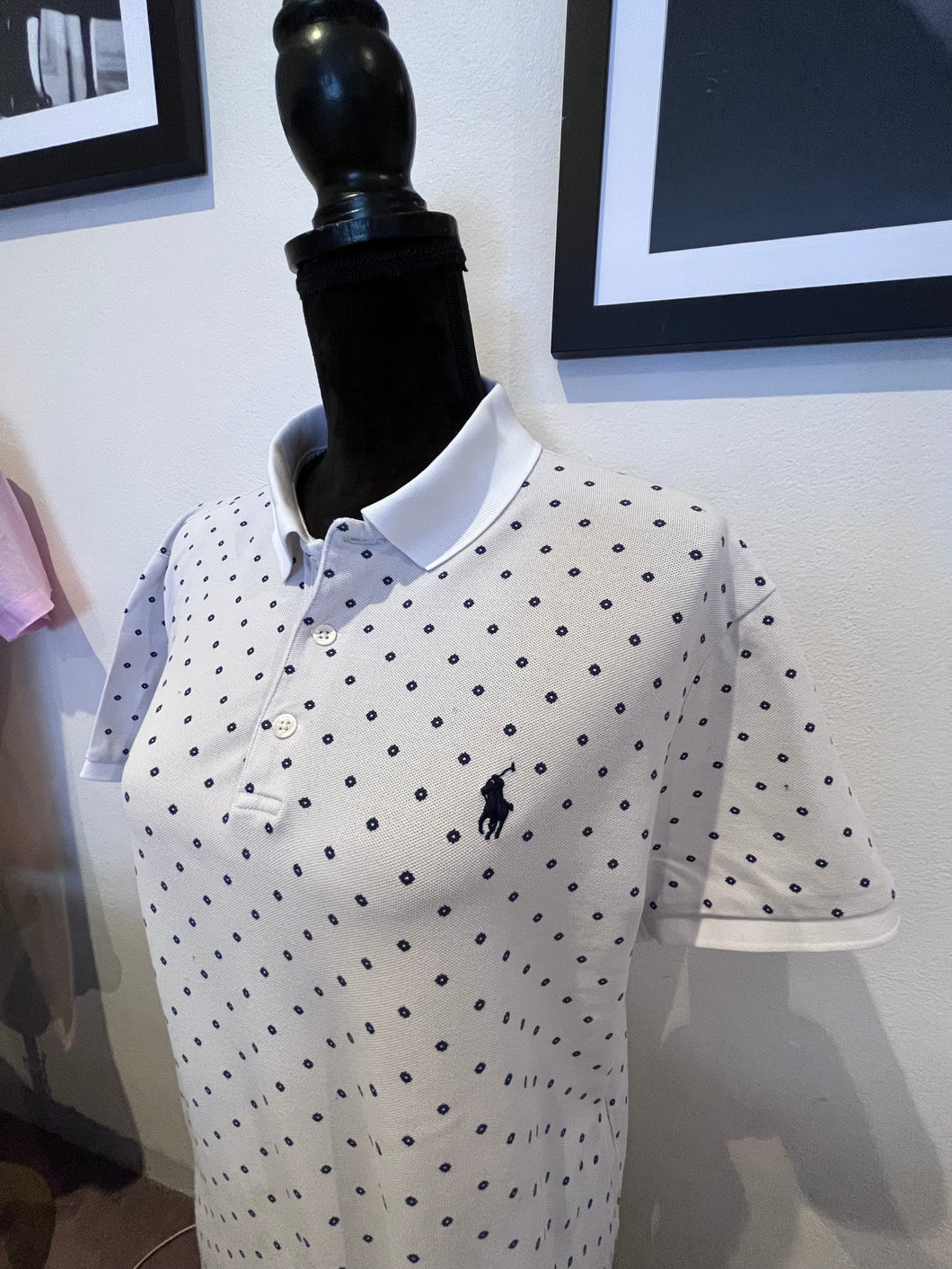 Ralph Lauren 100% Cotton Women’s White Pattern Polo Shirt Size Large