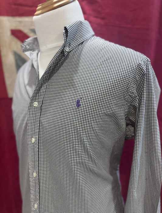 Ralph Lauren 100% Cotton Black Gingham Shirt Size XL Classic Fit