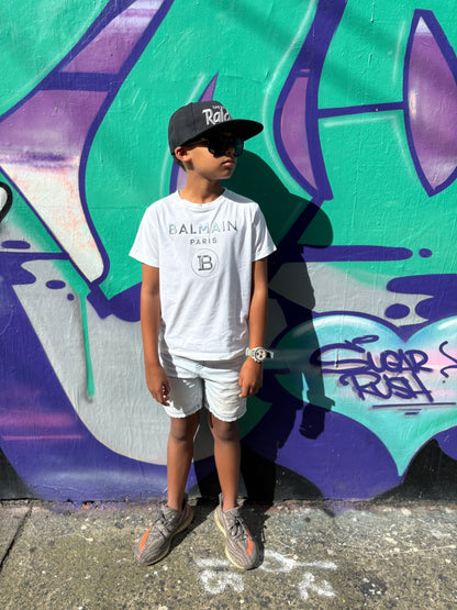 Balmain 100% Cotton White Chest Logo T Shirt Boys Size 8
