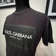 Load image into Gallery viewer, Dolce &amp; Gabbana 100% Cotton Black Logo Print Tee Size Medium Made in Italy