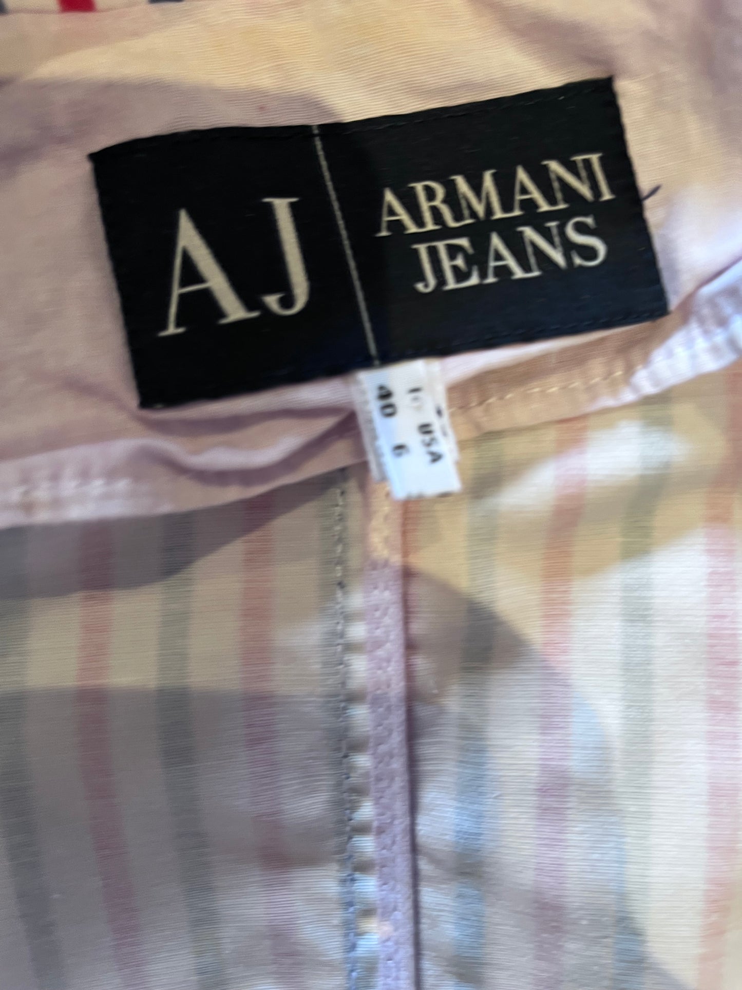 Armani 100% Cotton Women’s Pin Stripe Fitted Jacket Size 40 Small Slim Fit