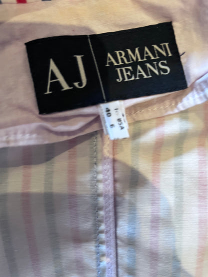 Armani 100% Cotton Women’s Pin Stripe Fitted Jacket Size 40 Small Slim Fit