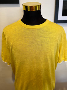 Boss Hugo Boss 100% Cotton Yellow light knit Tee Size XL