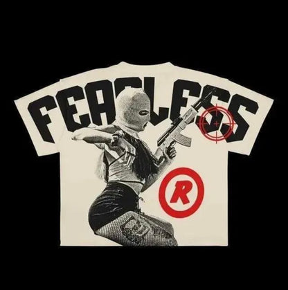 Street & Juice Fearless 100% Cotton Cream Graphic Tee
