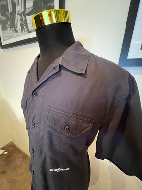 Stone Island 100% Cotton Vintage Short Sleeve Shirt Navy Blue Size Large Regular Fit