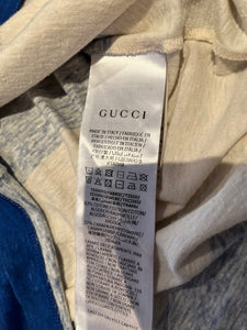 Gucci Block Stripe Logo 100% Cotton Tee Size Large Made In Italy fits Large to XL