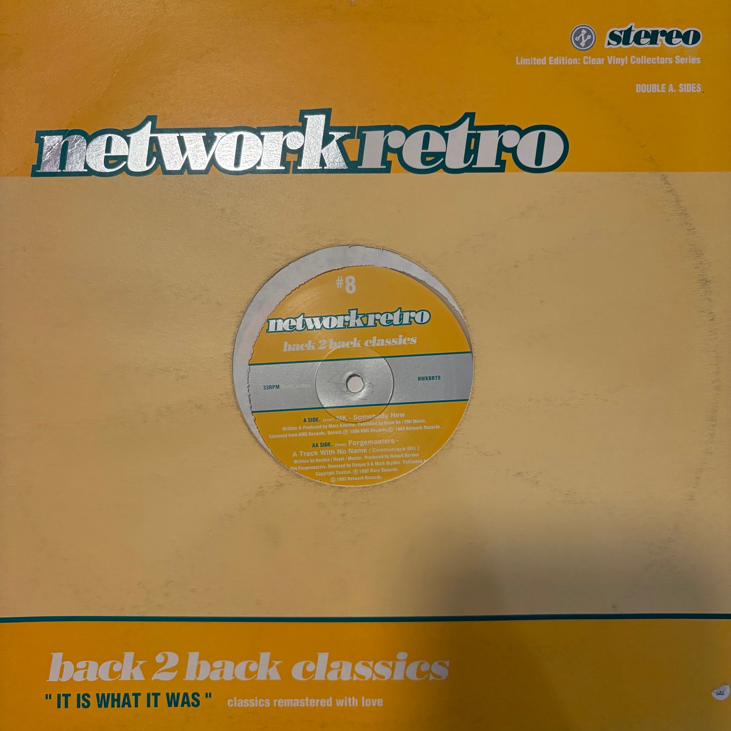 Network Retro Vol 8 MK “Somebody New” / The Forgemasters “A Track With No Name” 2 Track 12inch Vinyl Record
