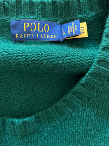 Polo Ralph Lauren 100% Cotton Jumper Teddy Logo Green Size Large