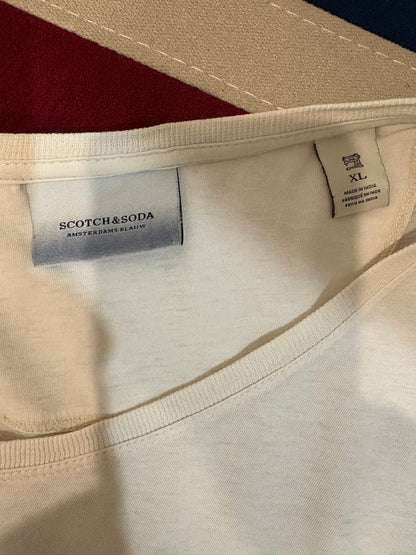 Scotch & Soda 100% Cotton Cream Chest Logo Tee