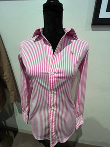 Polo Ralph Lauren 100% Cotton Pink / White Stripe Shirt Size 0 XS