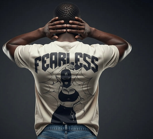 Fearless 100% Cotton Men’s Back Logo Ivory T Shirt Size Large