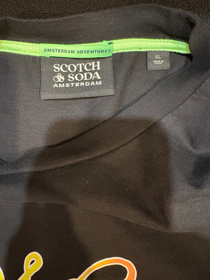 Scotch & Soda 100% Cotton Black Chest Logo Tee