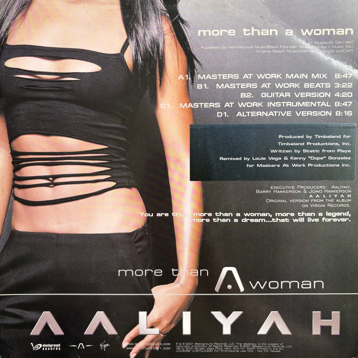 Aaliyah “More Than A Woman” Masters At Work Mixes, 4 Track 12” Double Vinyl Pack