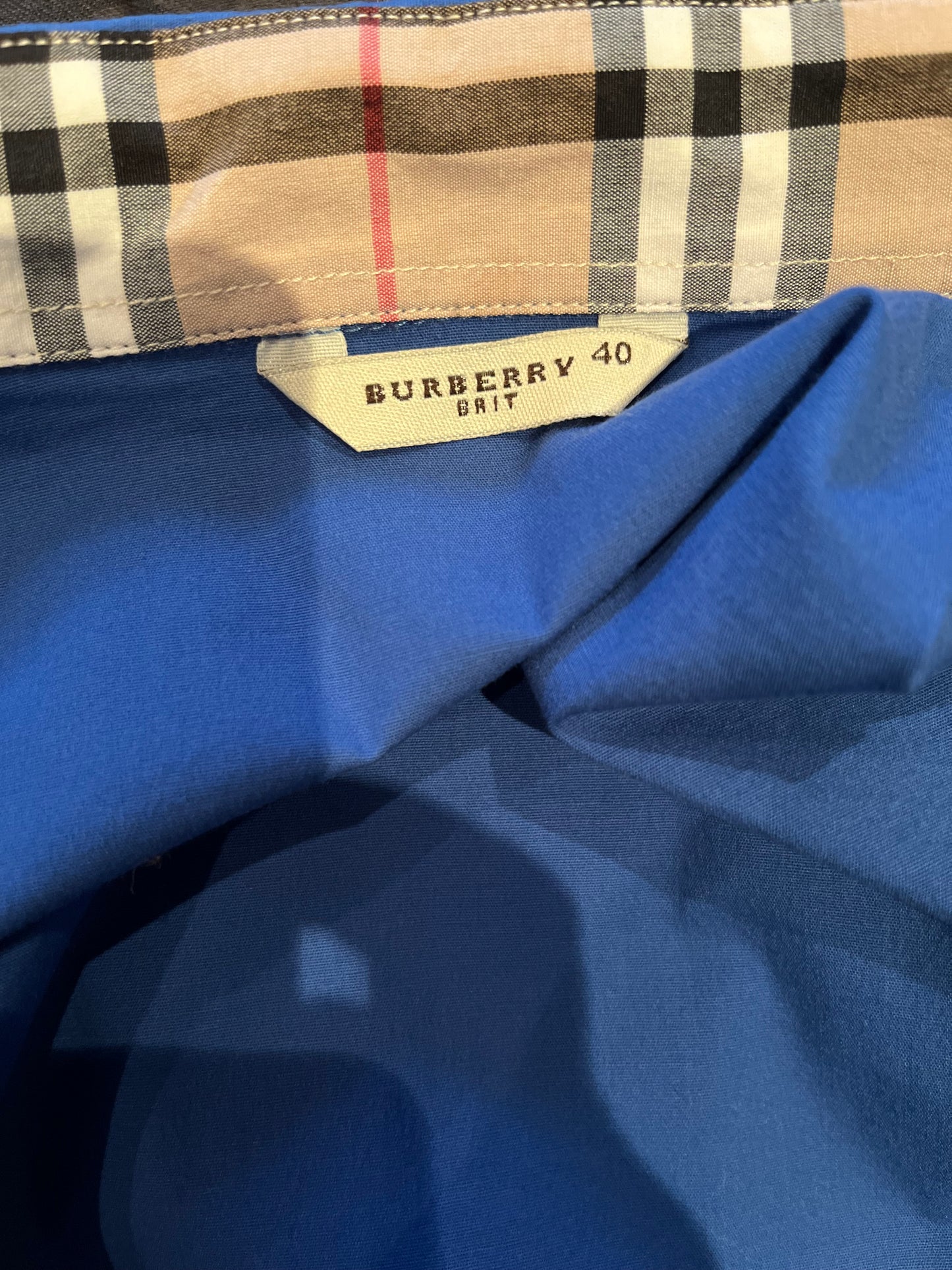 Burberry Women’s 100% Cotton Blue / Burberry Check Shirt Size 40 Small