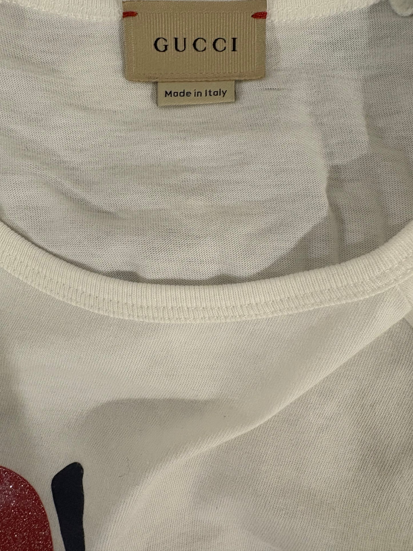 Gucci 100% Cotton White Chest Logo Vintage Tee Kids Size 9-10