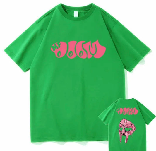 MF DOOM 100% Cotton Green Chest & Back Logo Tee Size Large