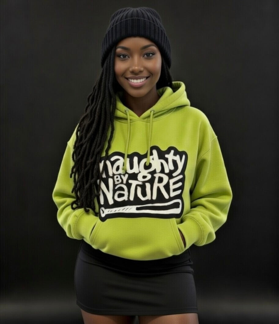 Naughty By Nature Fleece Green Front Pocket Draw String Hoodie