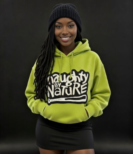 Naughty By Nature Fleece Green Front Pocket Draw String Hoodie