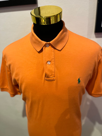 Ralph Lauren 100% Cotton Orange Polo Shirt Size Medium Regular Fit